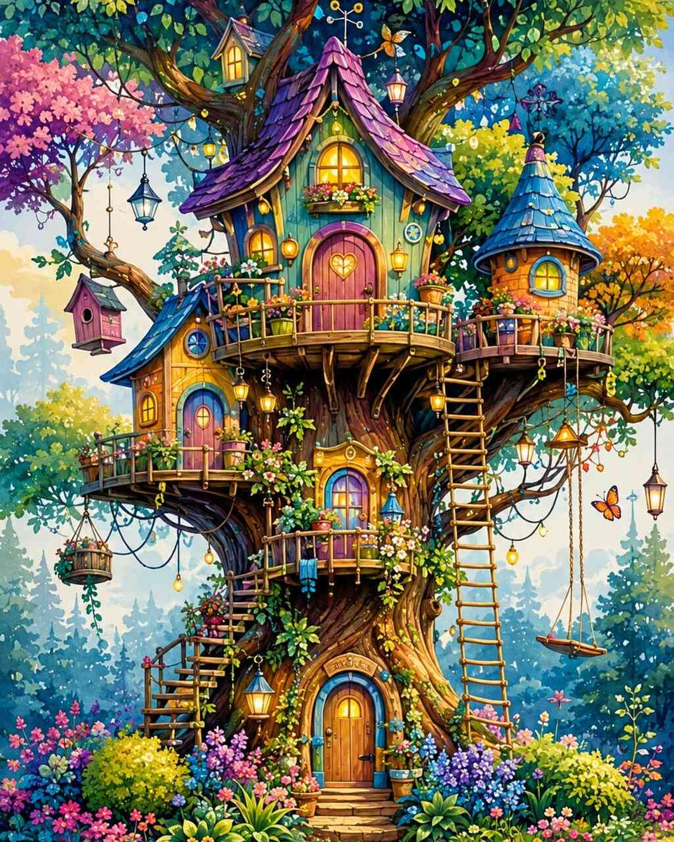 Paint by Numbers - Magic House in the Fairytale Tree