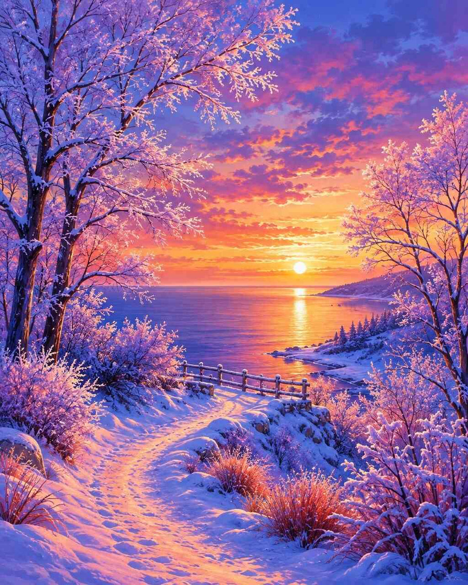 Paint by Numbers - Winter magic by the sea