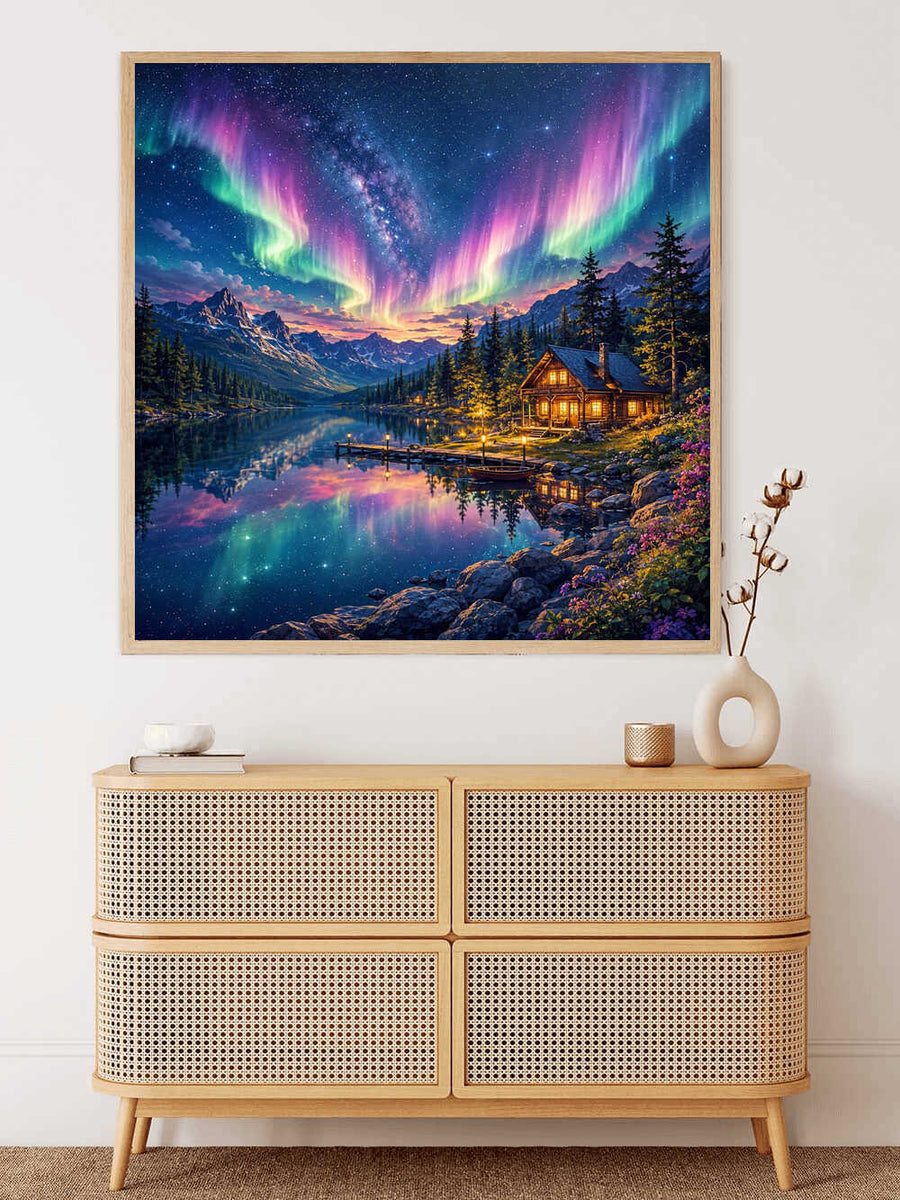 Paint by Numbers - Magical Northern Lights over the lake
