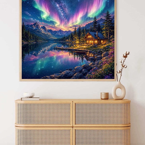 Paint by Numbers - Magical Northern Lights over the lake