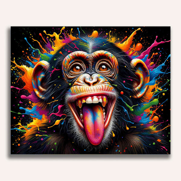 Monkey sticks out tongue - Paint by Numbers