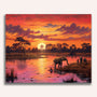 Africa, sunset with river - Paint by Numbers