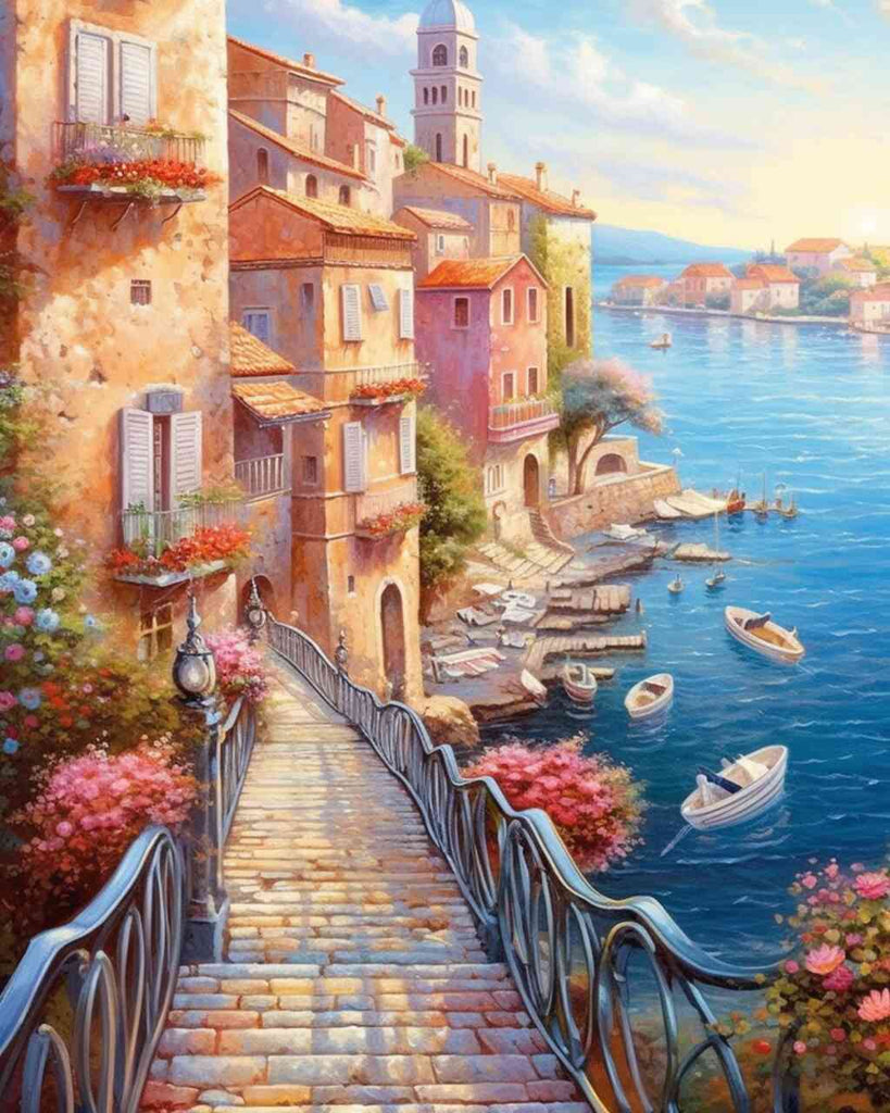 Paint by Numbers - Mediterranean idyll, sea bridge