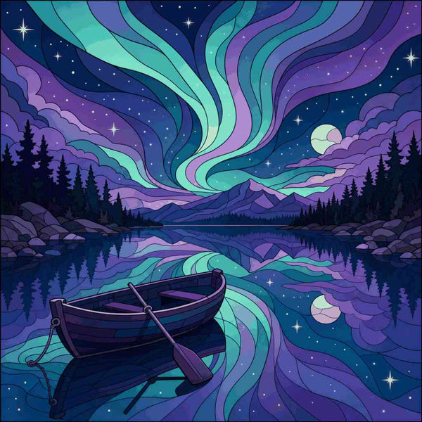 Paint by Numbers - Northern Lights Magic – Silent Night by the Lake