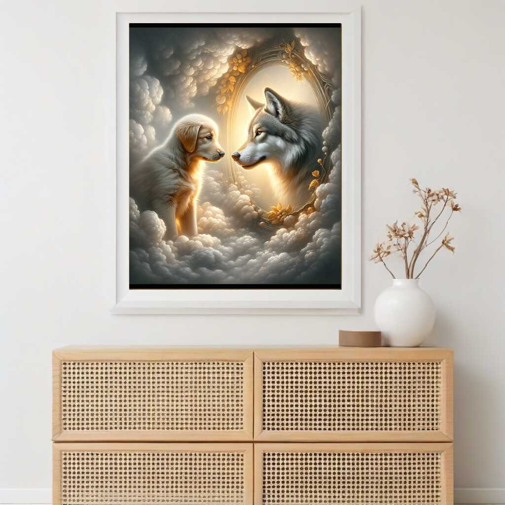 Paint by Numbers - Goldenretriver, Wolf, Mirror image