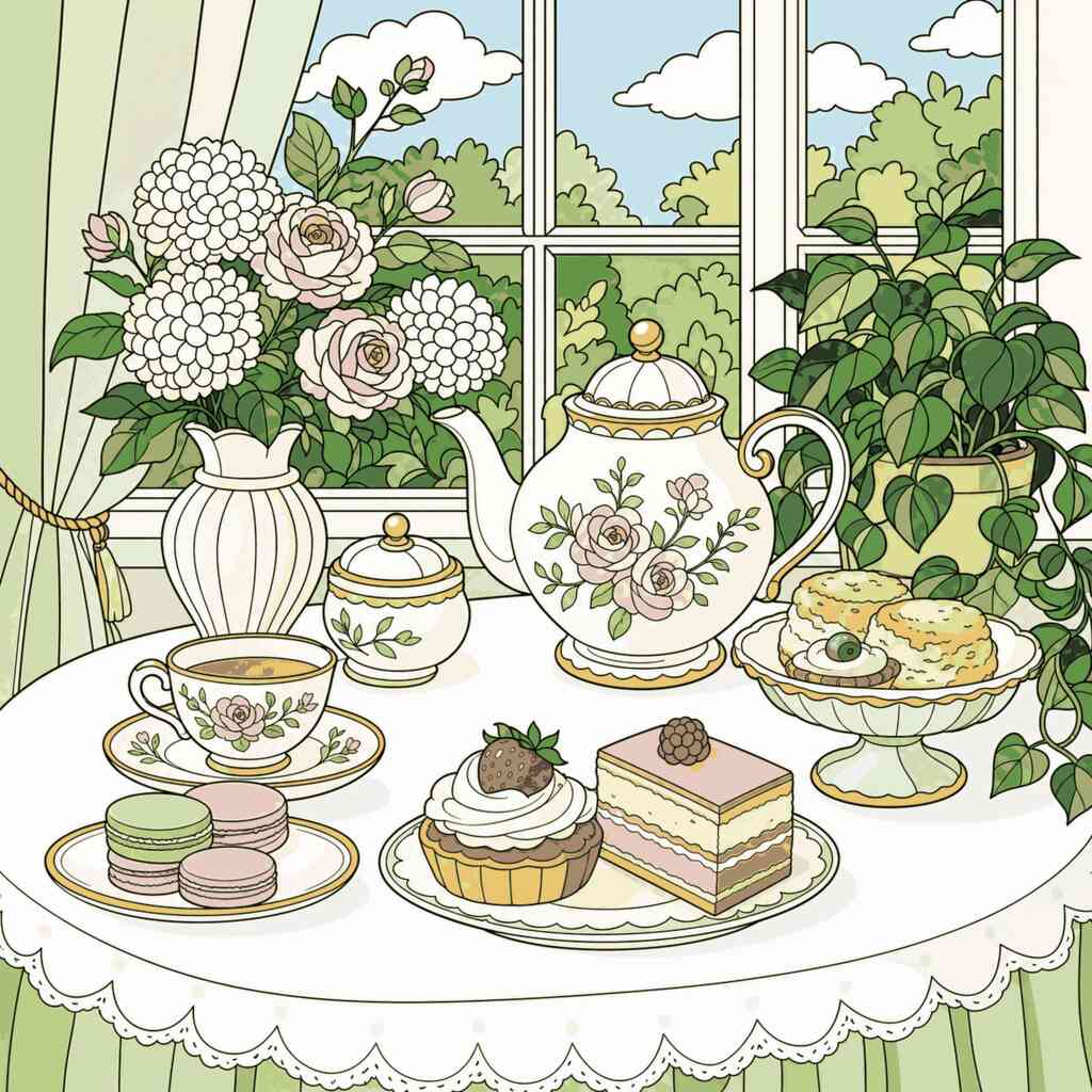 Paint by Numbers - A touch of nostalgia: Tea time in the garden