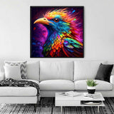 Paint by Numbers - Phoenix of Colour artwork hanging above a modern white sofa in a contemporary living room
