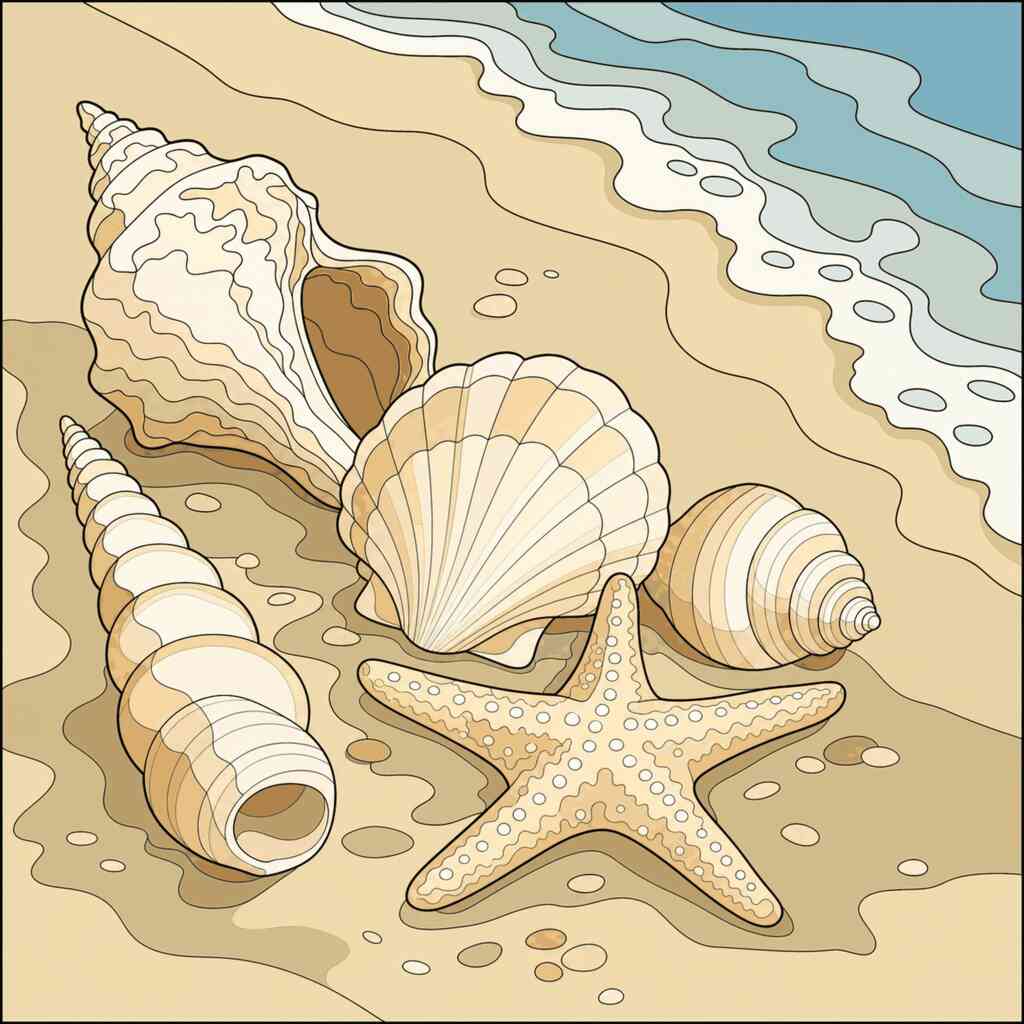 Paint by Numbers - Shell gold – tranquility by the sea