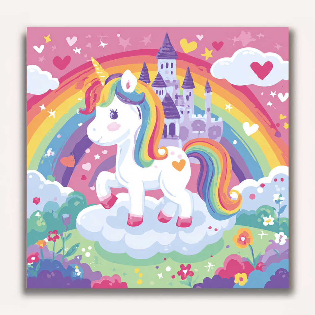 Paint by Numbers - Unicorn magic over Rainbow Land