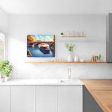 Paint by Numbers - Parisian autumn magic scene on kitchen wall, featuring Seine river, historic bridge, and Eiffel Tower in the background.