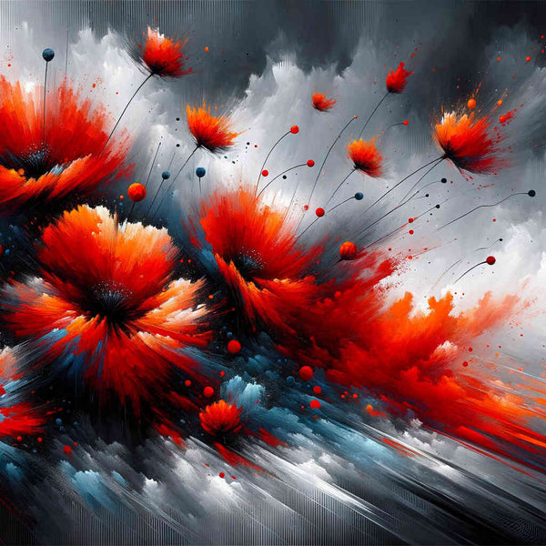 Red flowers, Abstract - Paint by Numbers