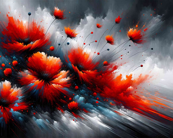 Red flowers, Abstract - Paint by Numbers