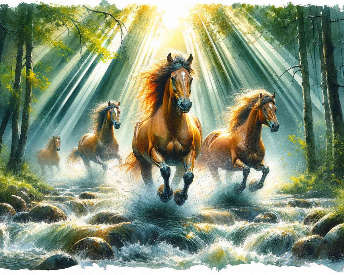 Horses, water - Paint by Numbers