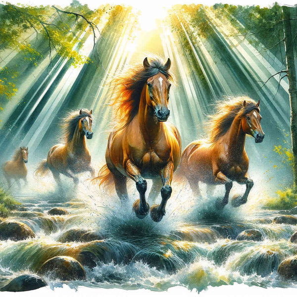 Horses, water - Paint by Numbers