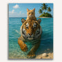 Paint by Numbers - Cat Swims on Tiger Through Sea