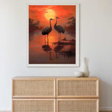 Paint by Numbers - Two cranes at sunset in 
