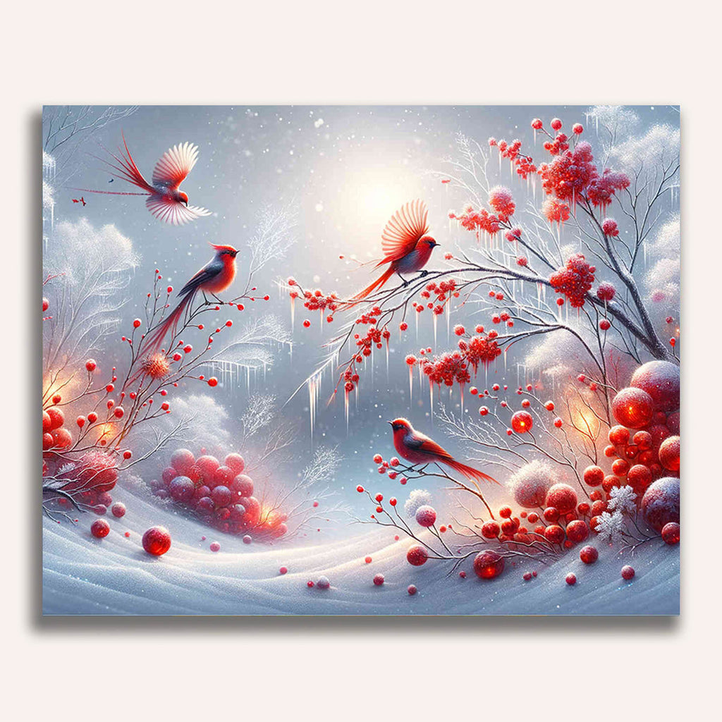 Birds in winter - Paint by Numbers