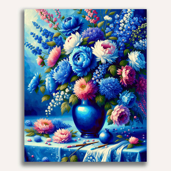 Blue flower vase - Paint by Numbers