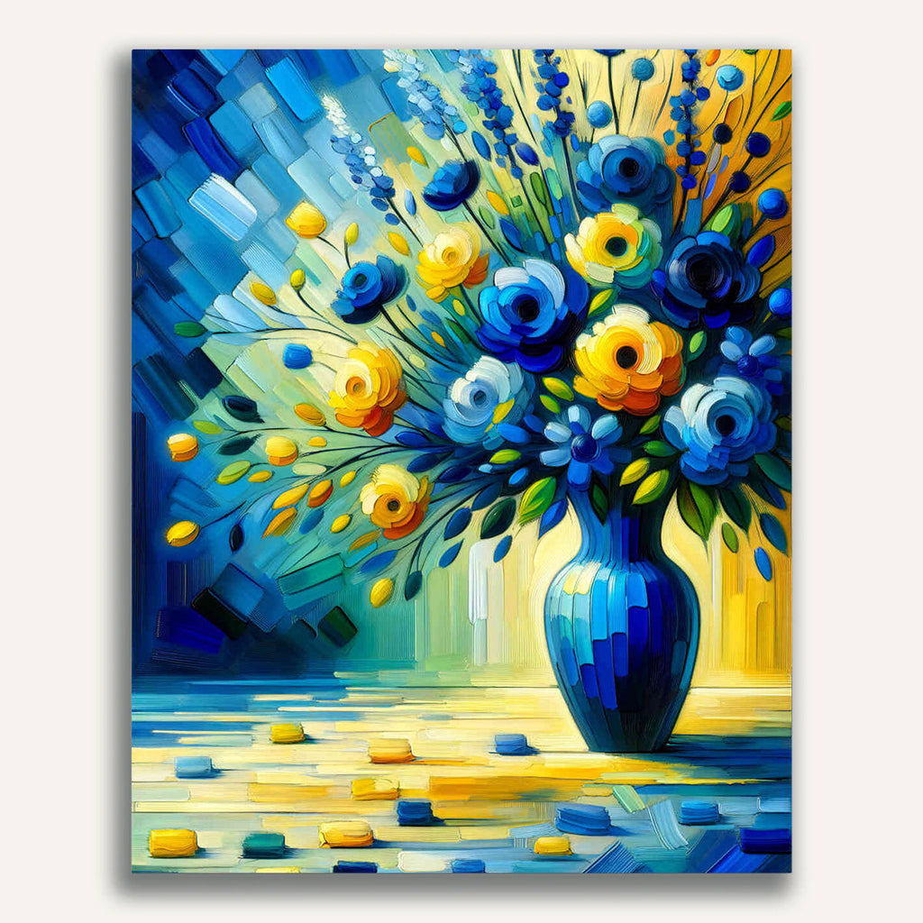 Blue flower vase with bouquet - Paint by Numbers