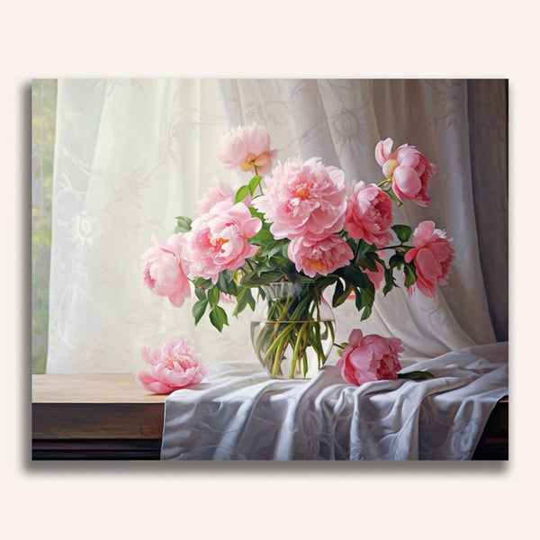 Bouquet of flowers, curtain - Paint by Numbers