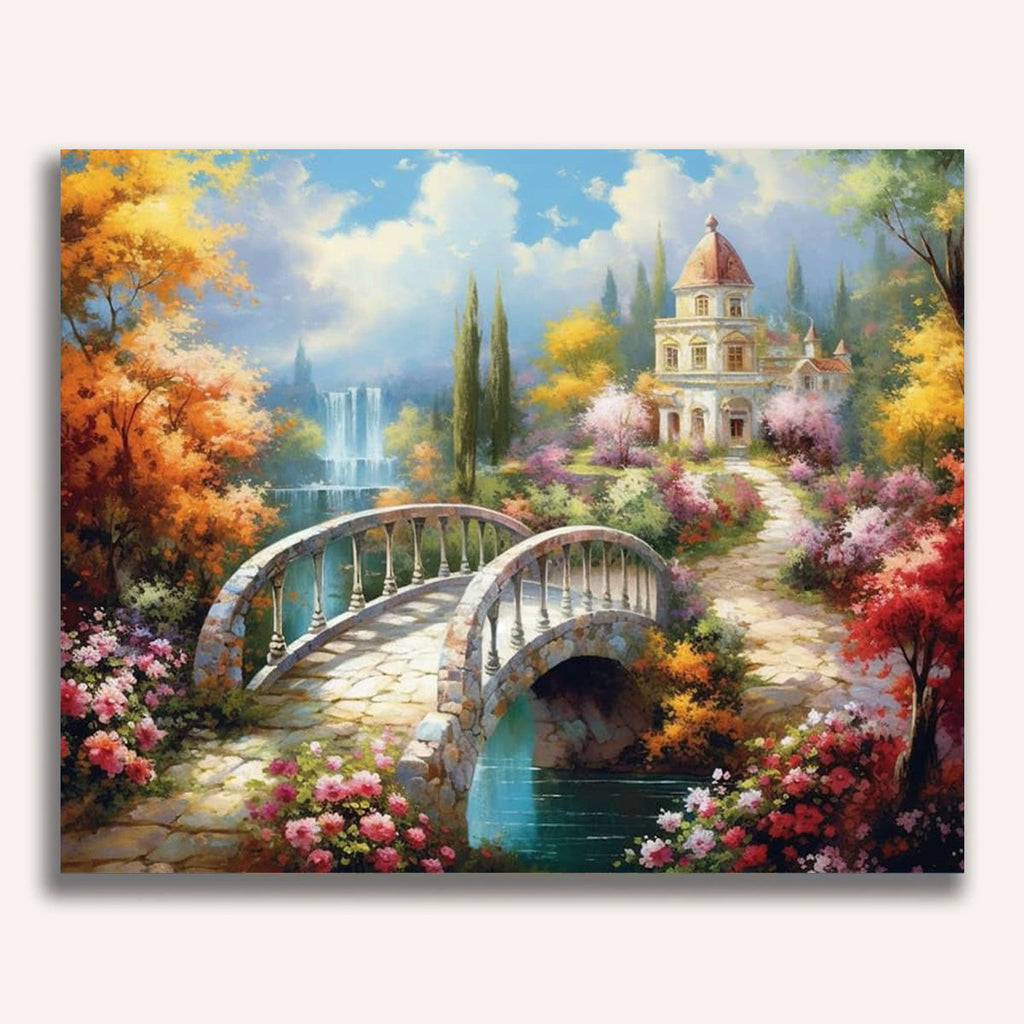 Bridge with flowers - Paint by Numbers