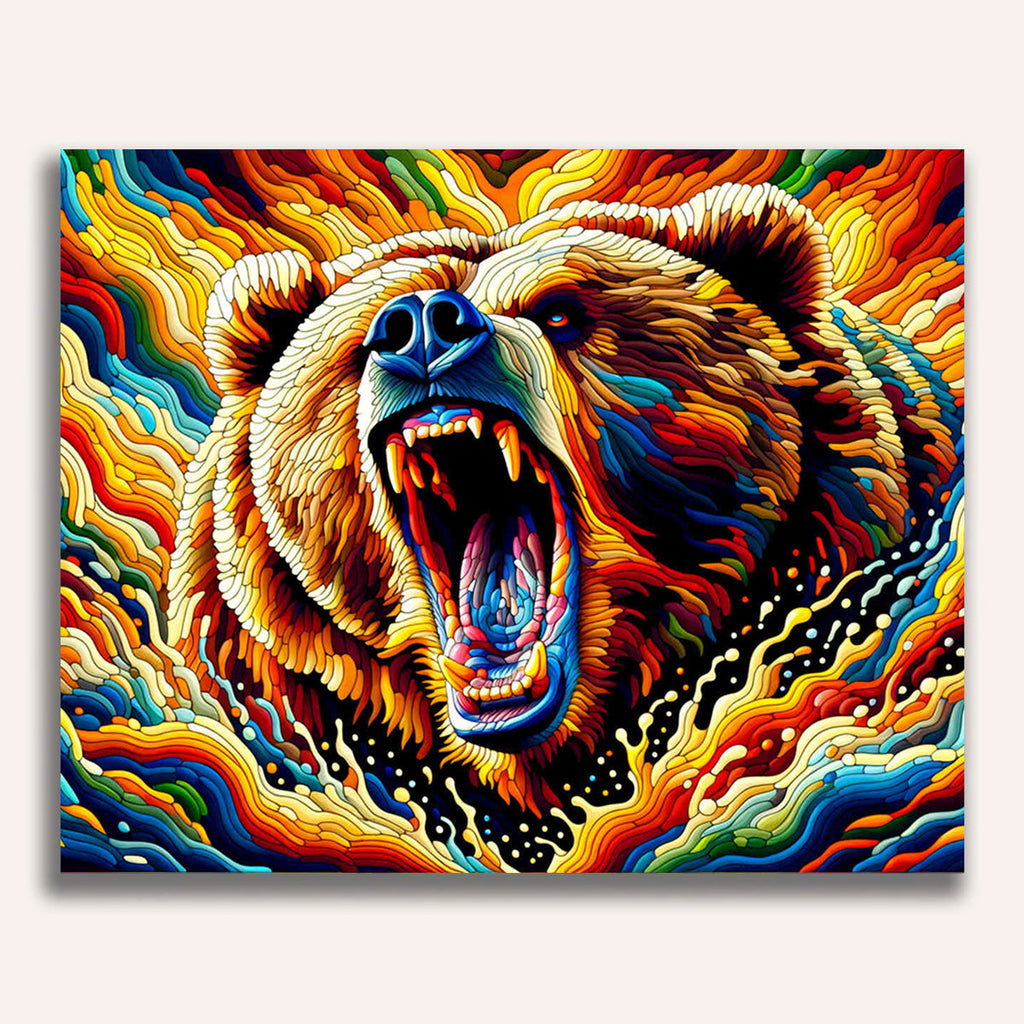 Roaring bear, Colorful - Paint by Numbers