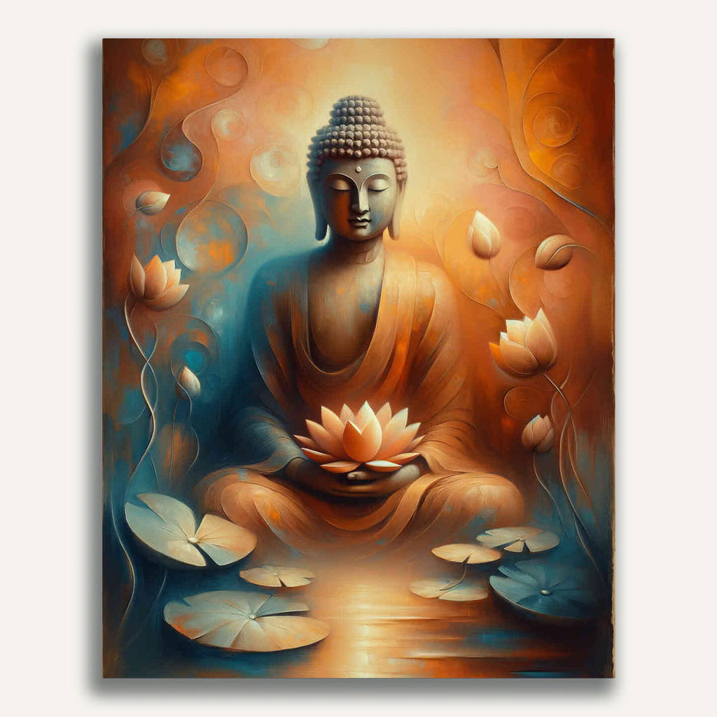 Buddha, lotus flower