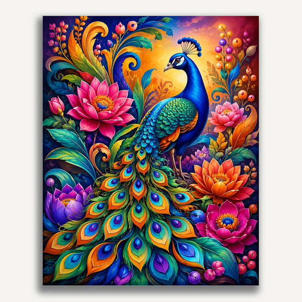 Paint by Numbers - Peacock magic in a sea of colors