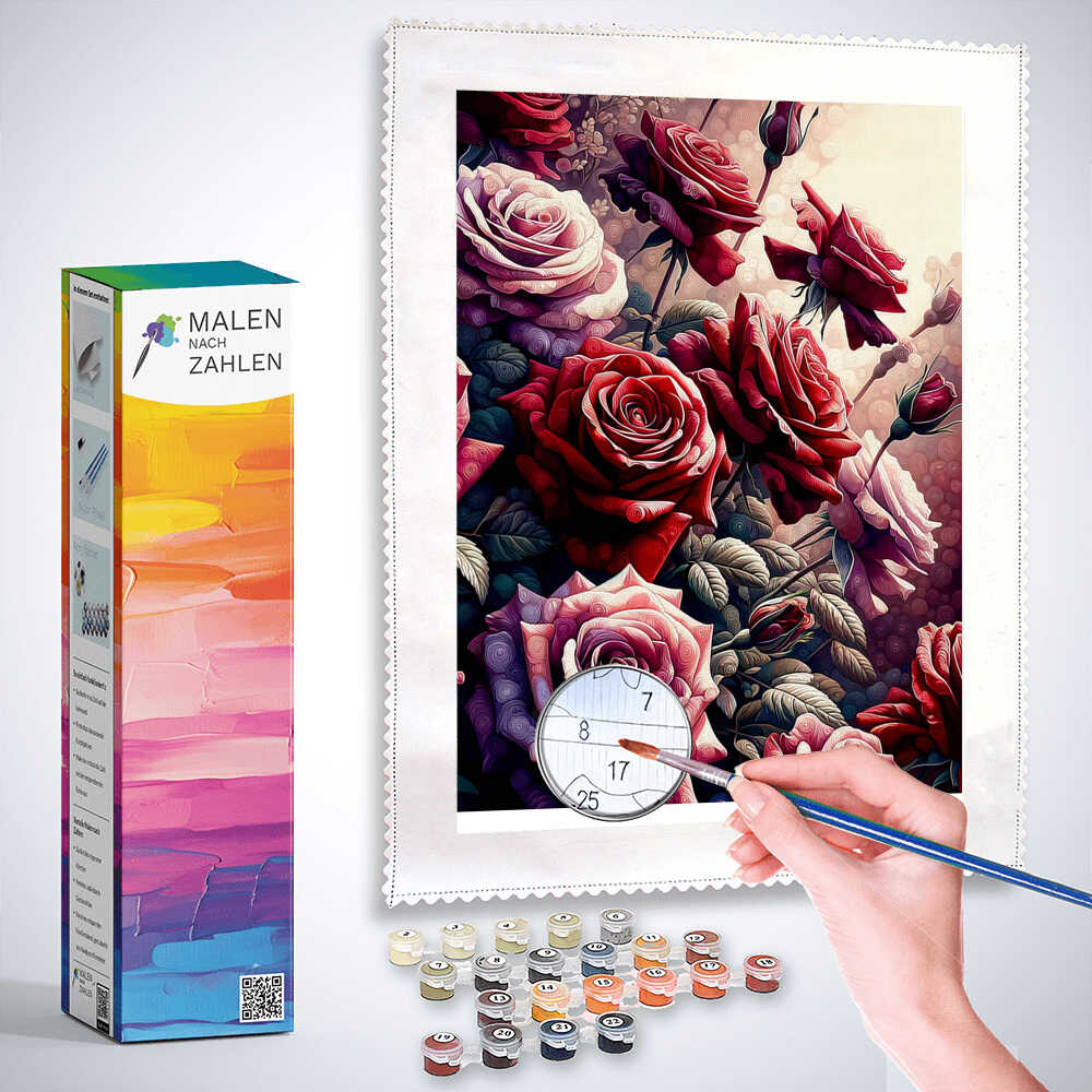 Paint by Numbers - Bordeaux Roses