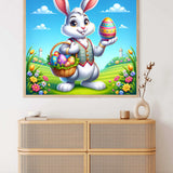 Paint by Numbers - Spring Wonders featuring Easter bunny with painted egg and blooming flowers
