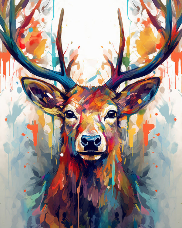 Deer with colorful antlers - Paint by Numbers