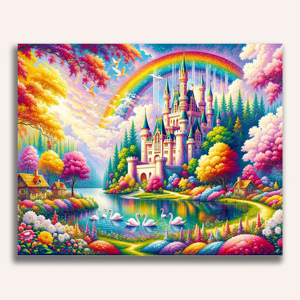 Castle under a rainbow - Paint by Numbers