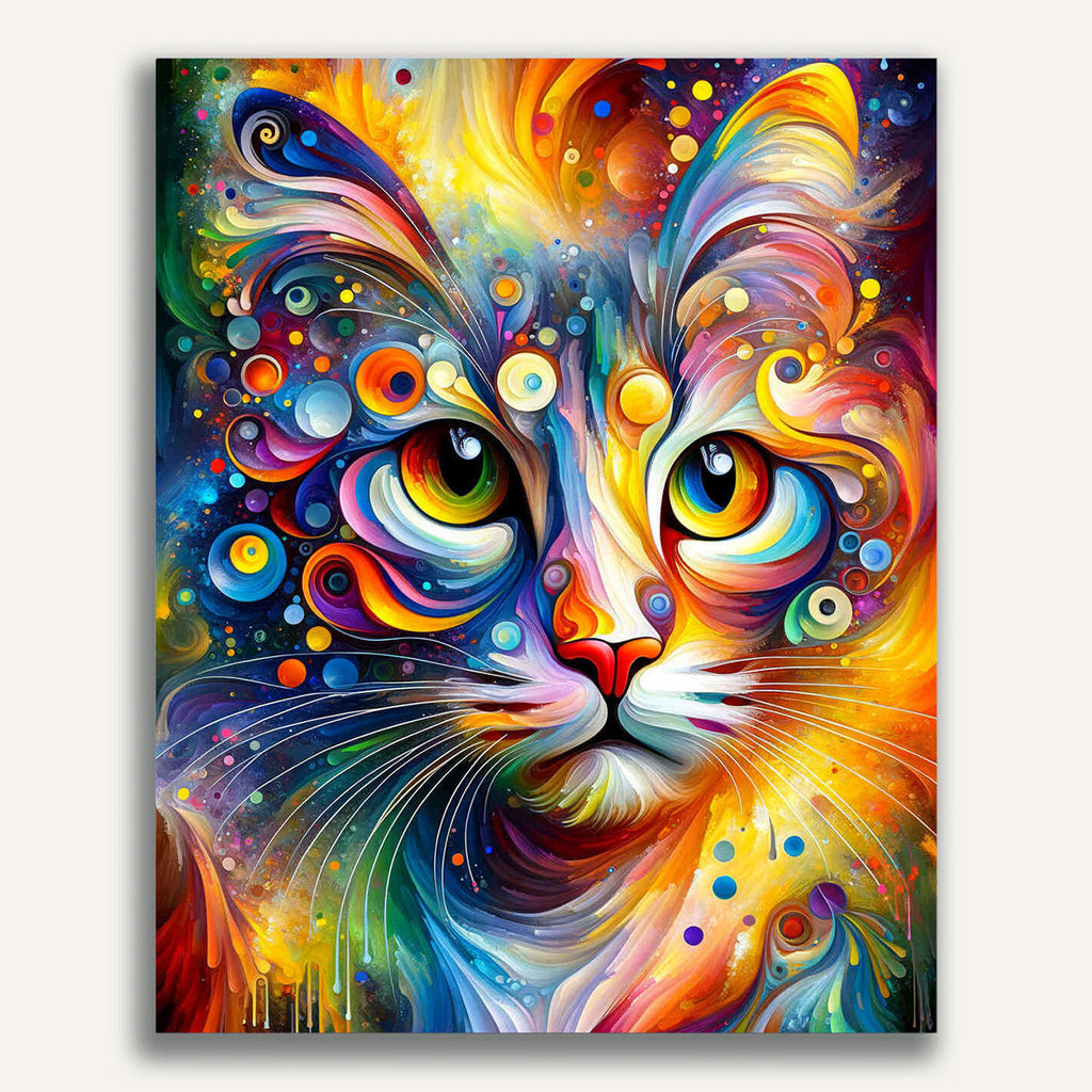 Cat from front, Abstract - Paint by Numbers