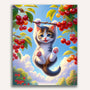 Cat on tree, cherries - Paint by Numbers