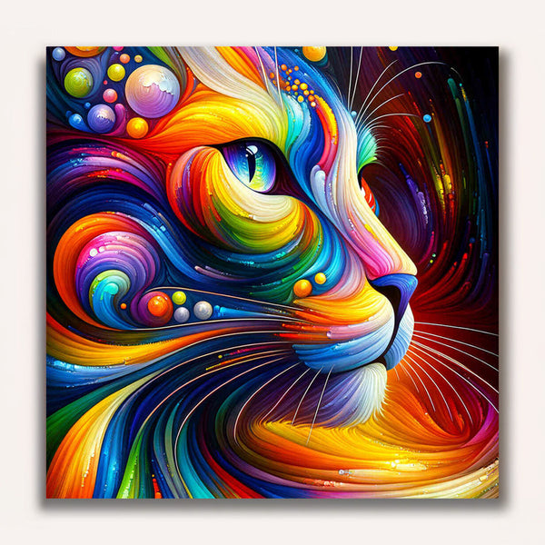 Cat in profile, colorful - Paint by Numbers