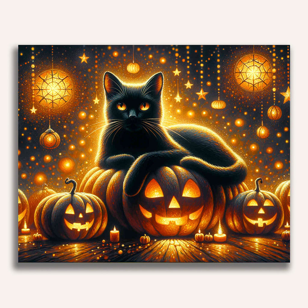 Cat with pumpkin - Paint by Numbers