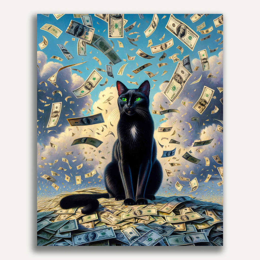 Cat with banknotes - Paint by Numbers