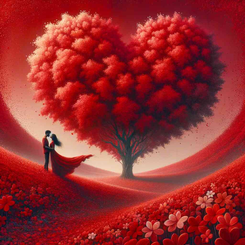 Paint by Numbers - Heart tree, red