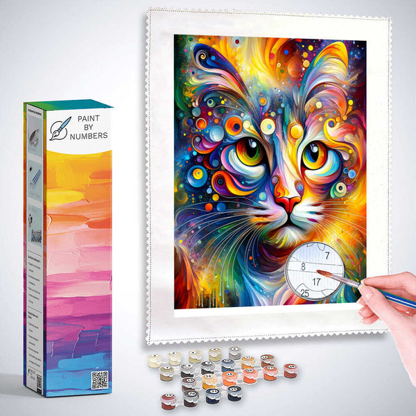 Cat from front, Abstract - Paint by Numbers