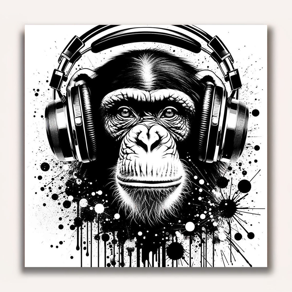 Chimpanzee with headphones - Paint by Numbers