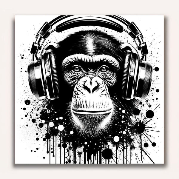 Chimpanzee with headphones - Paint by Numbers