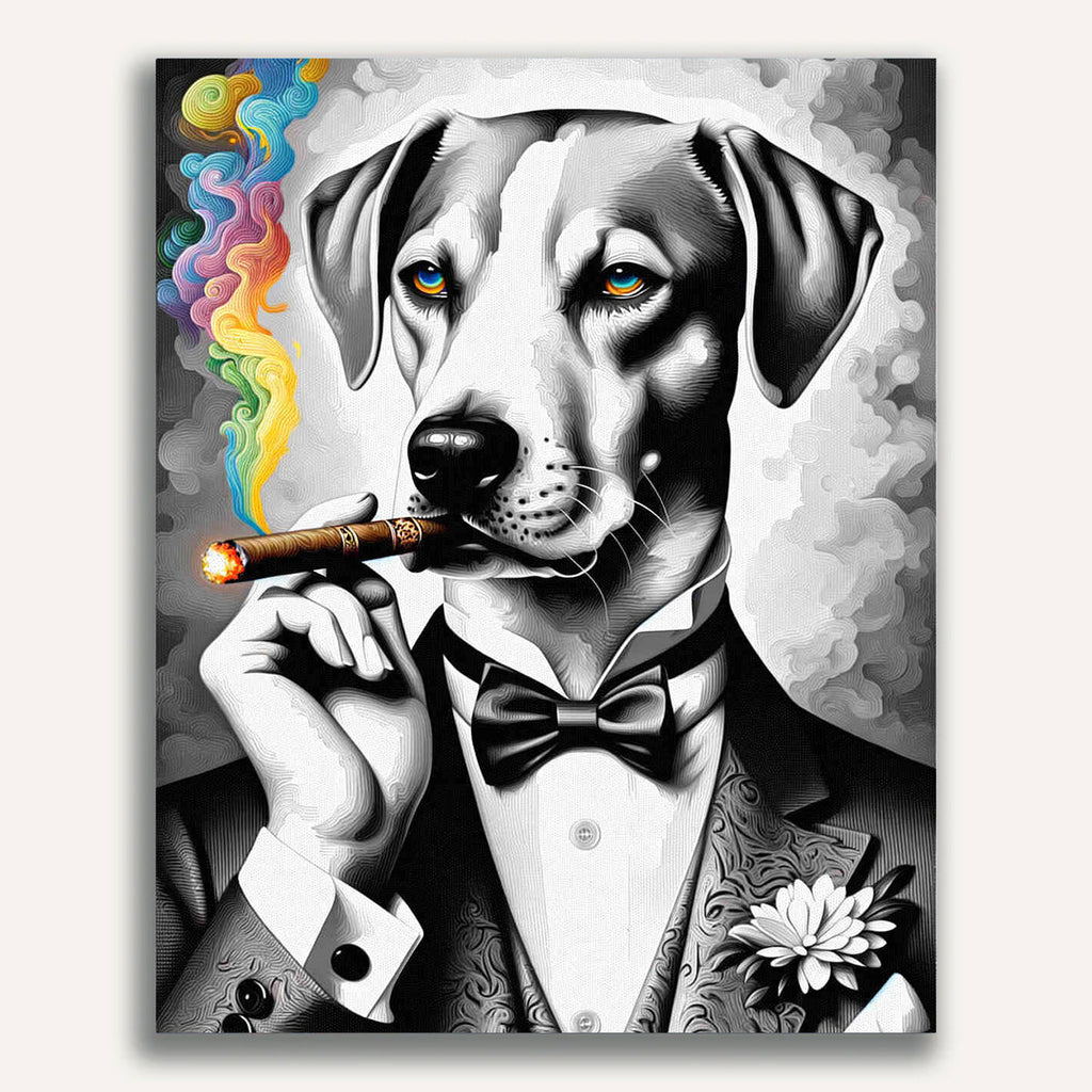 Cigar smoking dog - Paint by Numbers