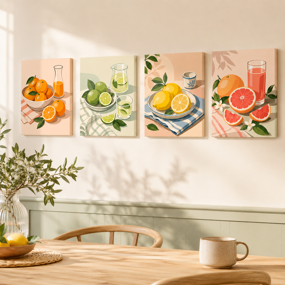 Citrus love, set of 4 - Mini paint by numbers