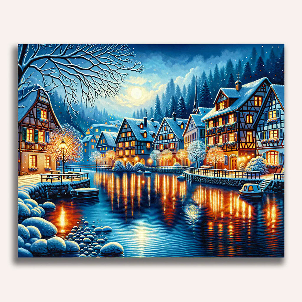 City on the river, winter - Paint by Numbers