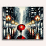 City, red umbrella - Paint by Numbers
