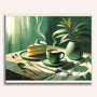 Coffee and cake, green - Paint by Numbers