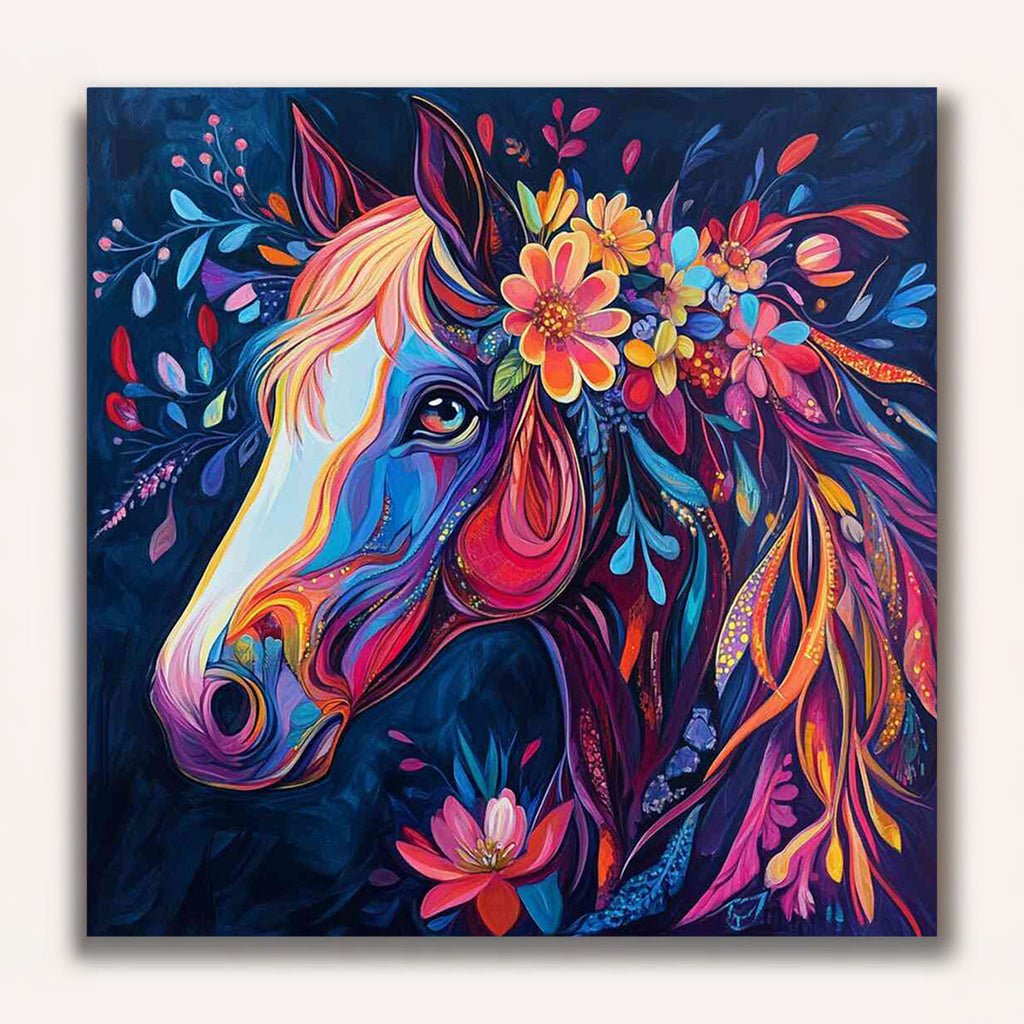 Paint by Numbers - Colors of the Wild Heart, Horse with Flowers
