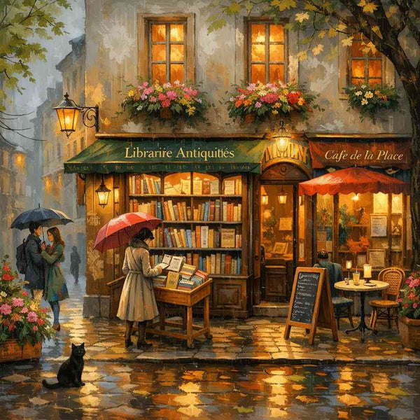 Paint by Numbers - Magical Rainy Evening, Bookstore