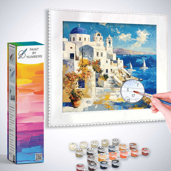Paint by Numbers - Sun magic over Santorini