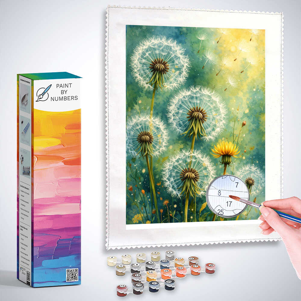 Paint by Numbers - Dandelions in green